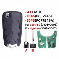 3Button Remote Key ID46(PCF7964/PCF7964A) 433MHZ For Vectra C（2006-2008）、signium (2005-2007)