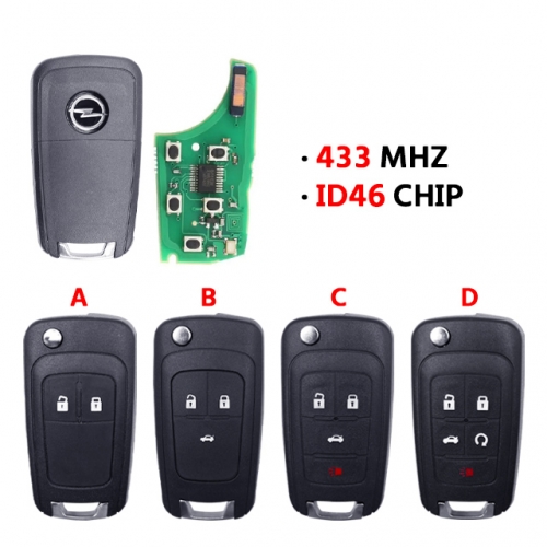 LockSmithbro 2/3/4/5 Button 433mhz ID46 Chip Opel Remote Key With Logo