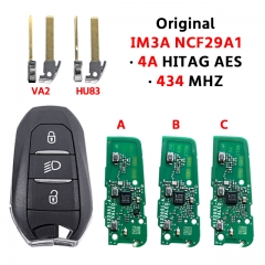 Original 3Button Smart Key IM3A HITAG AES NCF29A1 433MHz 98097814ZD Keyless For 2020 T-Peugeot 5008 508（light button）