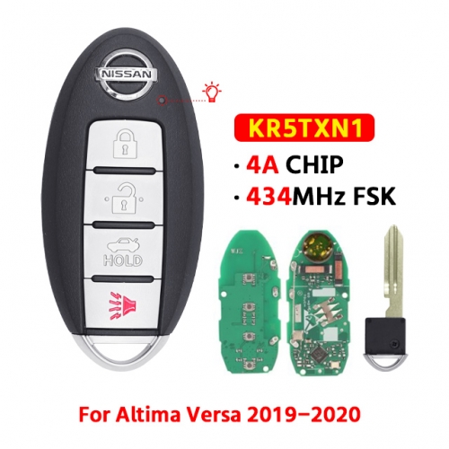 4 Button Smart Key KR5TXN1   433Mhz 4A HITAG AES For Altima Versa 2019–2020