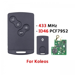 4Button Keyless Smart Card 433MHz FSK PCF7952  for T-Renault Clio Captur Koleos 2009 - 2016