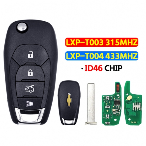 4Button Flip Remote Key LXP-T003 315/433MHZ LXP-T004 ID46 Chip for Chevrolet Trax Sonic Spark 2019-2021 Cruze XL7 XL8 2016-2019