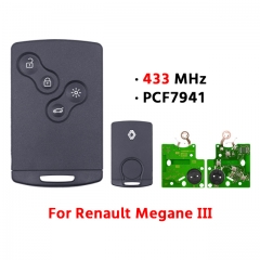 4 Buttons  Smart Card Car Key Fob 433Mhz PCF7941 for T-Renault Megane III FlueIII Laguna III Scenic 09-2015