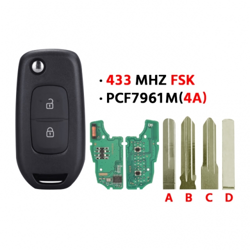 2Button T-Remote Control Key 4A PCF7961M Chip 433MHz  For T-Renault Duster Logan 2 Logan II Dacia 2018 2019 2020