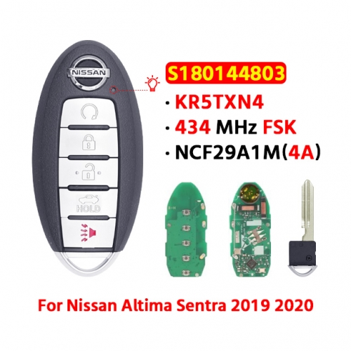 5 Button Keyless Smart Car Key 433MHz 4A Chip S180144803 KR5TXN4 for Altima 2019-2020