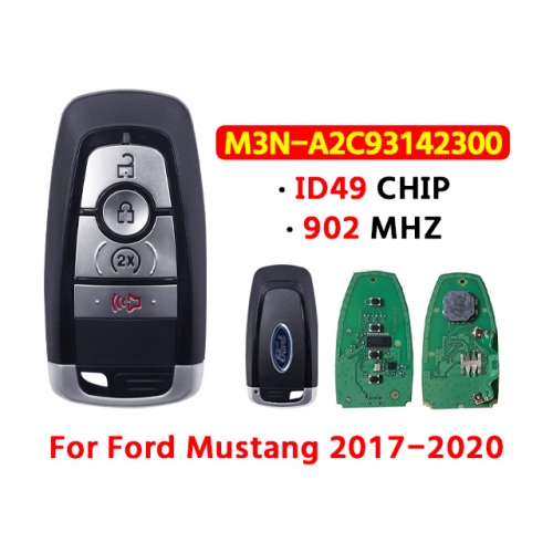 3+1Button Car Remote Key 902MHZ ID49 CHIP M3N-A2C93142300 For Ford Mustang 2017–2020