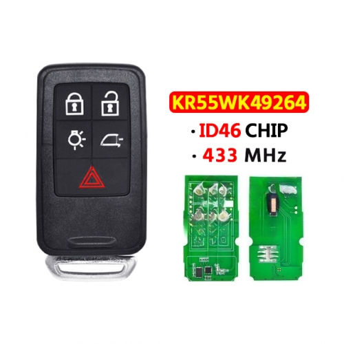 5Button Remote Key 433MHZ ID46 CHIP FCC:KR55WK49264 For volvo