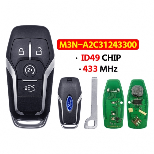 4Button Remote Car Key  433MHZ ID49 CHIP M3N-A2C31243300 For Ford Fusion Explorer Edge Mustang Mondeo 2013-2017