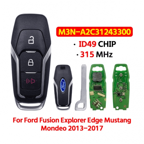 2+1Button Remote Car Key  315MHZ ID49 CHIP M3N-A2C31243300 For Ford Fusion Explorer Edge Mustang Mondeo 2013-2017