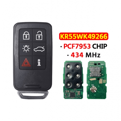 6Button Remote Key 434MHz PCF7953 Chip FCC:KR55WK49266 For VOLVO S60 S80 V40 V60 V70 XC60 XC70 2007-2016