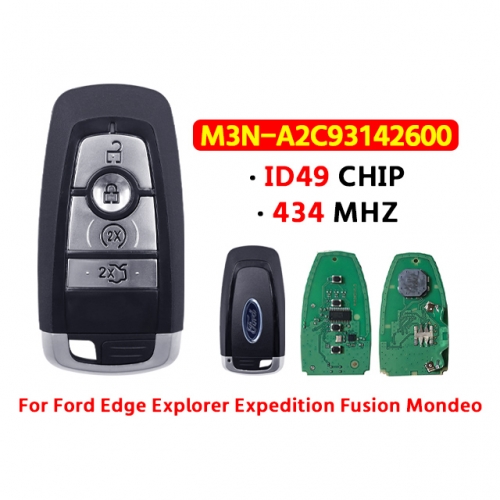 4Button Car Remote Key 434MHZ ID49 CHIP M3N-A2C93142600 For Ford Edge Explorer Expedition Fusion Mondeo