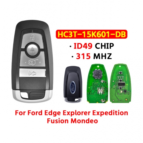 4Button Remote Car Key  315MHZ ID49 CHIP HC3T-15K601-DB For Ford Edge Explorer Expedition Fusion Mondeo
