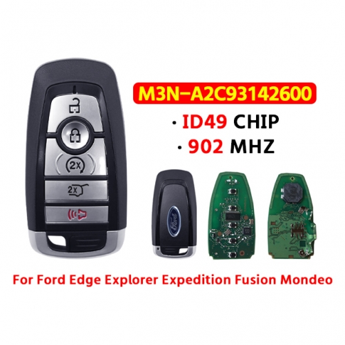 4+1Button Car Remote Key 902MHZ ID49 CHIP M3N-A2C93142600 For Ford Edge Explorer Expedition Fusion Mondeo