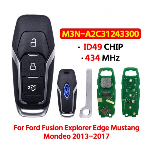 3Button Remote Car Key  434MHZ ID49 CHIP M3N-A2C31243300 For Ford Fusion Explorer Edge Mustang Mondeo 2013-2017