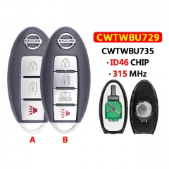 3/4Button Remote Car Key 315MHz ID46 Chip CWTWBU729 /CWTWBU735 for T-Nissan Tiida Teana Altima Maxima Armada Xtrail Pathfinder Rogue Versa