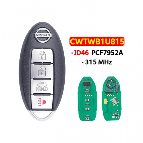 4Button Smart Key 315Mhz ID46 PCF7952A CWTWB1U815  for T-Nissan Sunny Teana Sylphy Sentra Versa