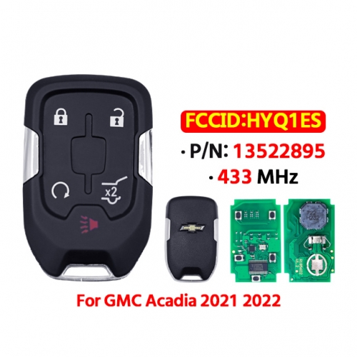 5Button Smart Key 434MHz FCCID: HYQ1ES PN: 13522895, 22984995 for GMC Acadia Terrai 2021 2022 Proximity Remote Fob