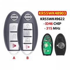3/4Button Smart Key 315Mhz ID46 Chip KR55WK48903 KR55WK49622 For T-Nissan Altima Maxima Murano 2007 2008 2009 2010 2011 2012 2013 2014