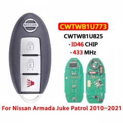 3Button Remote Smart Key Fob 433MHz  ID46 CWTWB1U773 / CWTWB1U825 For T-Nissan Armada Cube Juke Patrol