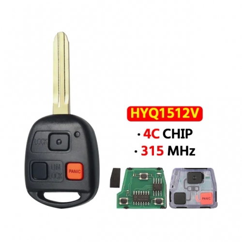 3Button remote key 314Mhz HYQ1512V 4C Chip TOY43 For US T-oyota Land Cruise 1998-2002