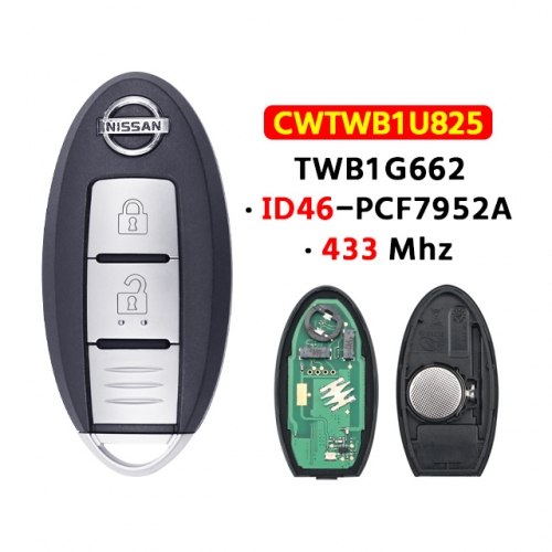 2Button Smart Remote Car Key 433Mhz ID46 CWTWB1U825 TWB1G662for T-Nissan Micra Juke Sentra Patrol Note Navara Tiida Frontier