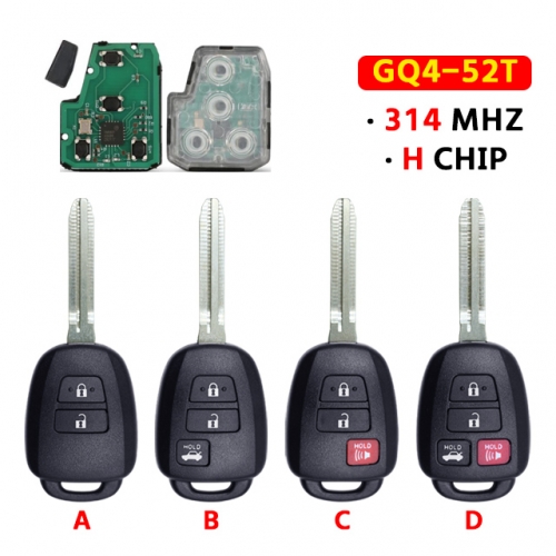 2/3/4 Buttons RemoteKey 314MHz H Chip GQ4-52T  For T-Toyota RAV4 Highlander Sequoia Tundra Tacoma Fob