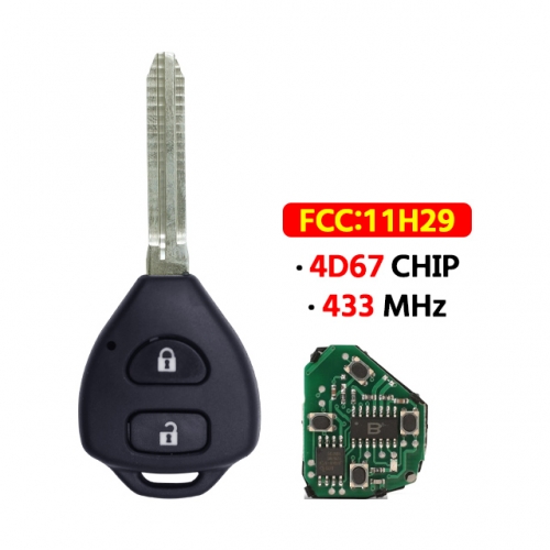 2 Buttons Remote  Key 433Mhz ID67 Chip 11H29 For T-Toyota RAV4 Corolla Europe 2006 2007 2008 2009 2010