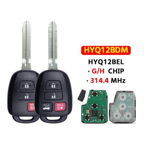 3/4 Buttons Remote Key 314.4Mhz G/ H Chip HYQ12BDM/HYQ12BEL  For T-Toyota Camry Corolla Prius C RAV4 2013-2019