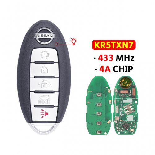 5Buttons Smart Key Fob 433MHz 4A Chip KR5TXN7 S180144906  For T-Nissan Maxima 2019-2020