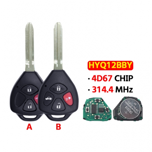 3/4 Buttons Car Remote Key 314.4 Mhz 4D67 HYQ12BBY for T-oyota Camry Avalon Corolla Matrix RAV4 Yaris Venza