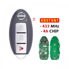 3Button Remote Control Car Key 433.92MHz PCF7953M/4A FCC:KR5TXN1 Chip  for Nisan Rogue Kicks S Sport 2018 2019 2020