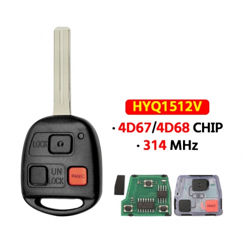 3Button 314Mhz HYQ1512V 4D67/4D68 Chip For Lexus GX470 LX470 IS300 GS300 GS430 1998-2005