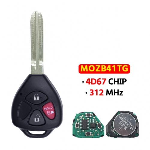 3 Buttons Remote Key 312Mhz 4D67 Chip FCC：MOZB41TG For T-Toyota Scion Yaris 2005 2006 2007 2008 2009 2010