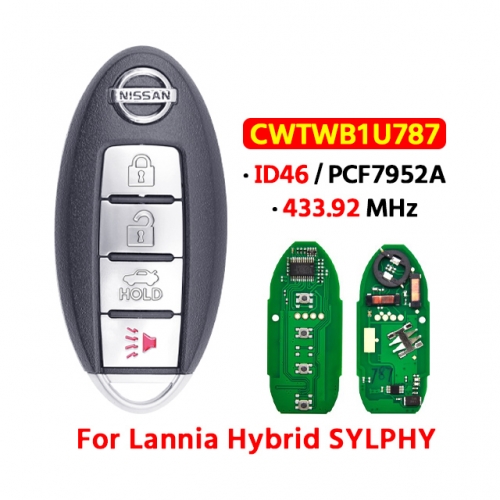 4Button Car Remote Control Key 433Mhz ID46 Chip CWTWB1U787 For T-Nisan Armada Sentra Lannia T-Hybrid SYLPHY