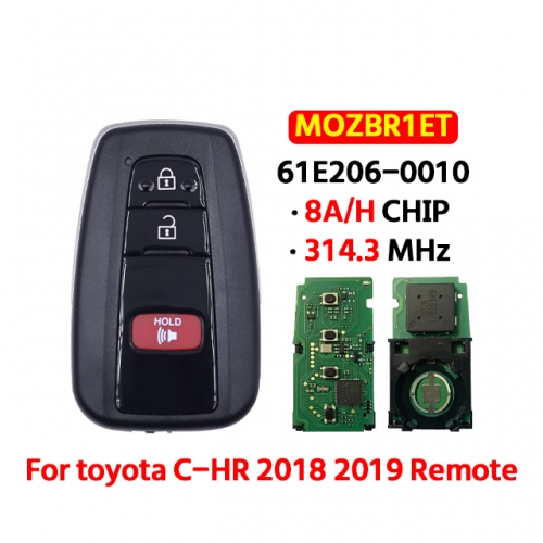 3 Buttons Smart Remote Key Fob 314.3MHz 8A Chip  FCC MOZBR1ET BR1ET For T-oyota C-HR 2018 2019