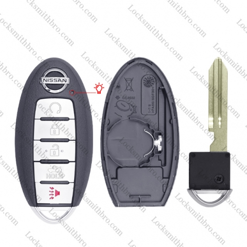 LockSmithbro 5 Button with Blade Nissa with Logo Remote Smart Key Case (Signal Light)