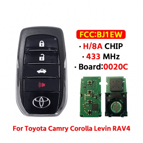 4Button Smart Keyless Remote Car Key 433Mhz FCCID:BJ1EW 0020 Board 8A  For T-oyota Camry Corolla Levin RAV4