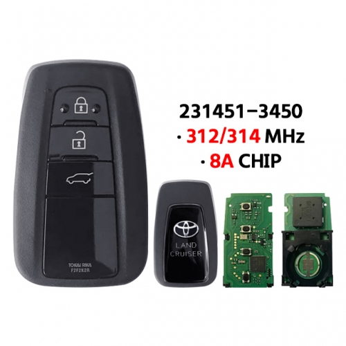 3 Button Smart Key Remote Fob 231451-3450 G Board 8A Chip RF430 312/314Mhz  For T-oyota Land Cruiser