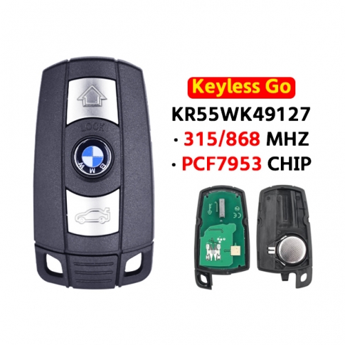 3Button Keyless Go Remote Car Key 315MHz/868MHz PCF7945 Chip KR55WK49127 For BMW CAS3 3 5 Series X5 2006-2011