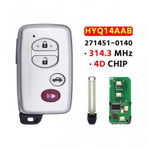 4 Buttons 314.3MHz  HYQ14AAB 271451-0140 For T-Toyota Avalon Camry Venza 2007 2008 2009 2010