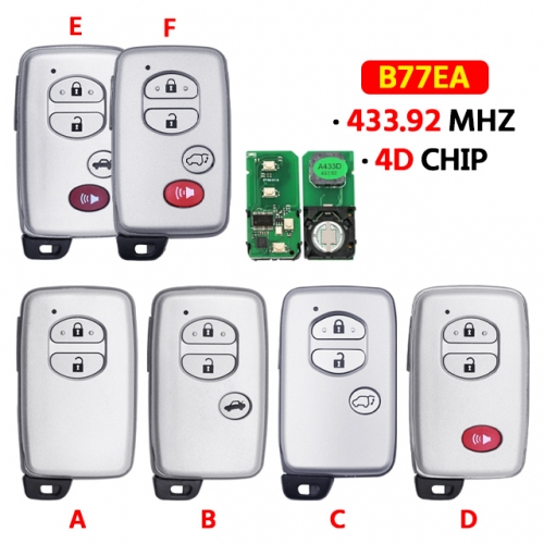 2/3/4 Button Smart Keyless Go Remote Key Fob ASK 433MHz 4D Chip  Board A433 FCC ID B77EA/B53EA P1 98 for T-Toyota Camry Land Cruiser Corolla