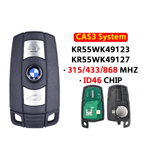 3Button Remote Key 315MHz/433Mhz /868MHz ID46  PCF7953 Chip For BMW CAS3 1/3/5/7 Series X5 X6 E60 E61 E70 E71 E87 E90 Z4 KR55WK49123 KR55WK49127