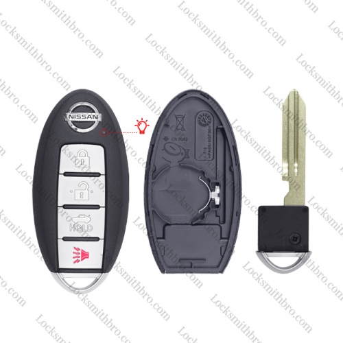 LockSmithbro 4 Button with Blade Nissa with Logo Remote Smart Key Case (Signal Light)