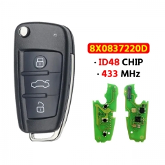 3 Buttons Smart key Keyles Go 48 Chip 434MHz FCCID 8X0 837 220 For Audi A1 Q3