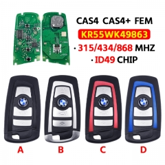 4Button Car Remote Key 315/434/868MHz HUF5662 HUF5767 HUF5661 ID49 Chip for BMW F 3 5 7 Series X5 X6 F20 F22 F30 CAS4 CAS4+ FEM BDC KR55WK49863