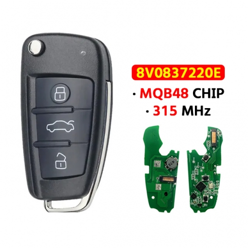 3Button Smart Key Keyless Go 315Mhz MQB48 Megamos AES Chip 8V0837220E Remote Keyless For Audi A3 S3 Q2 2015+