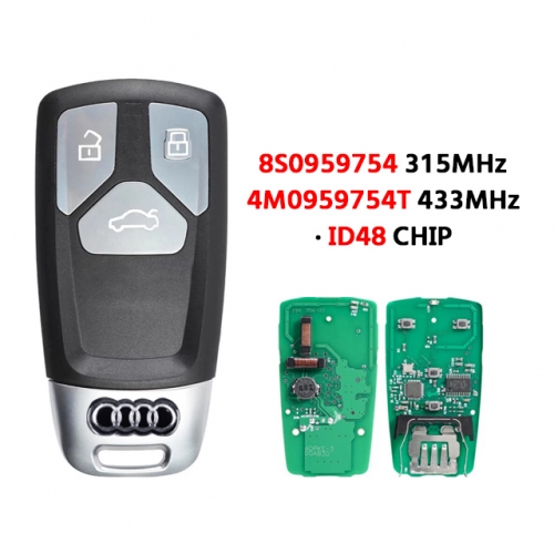 3Button Smart Remote Key Fob 315/433MHz 4M0959754T ID48 Chip For Audi TT A4 A5 Q5 Q7 S5 SQ5 2016 2017 2018 2019