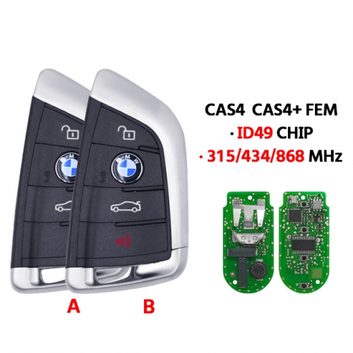 3/4Button Remote Key 315/433/868Mhz ID49 Chip For BMW 1 3 5 7 Series X1 X3 X5 X6 X7 CAS4 CAS4+ FEM F System
