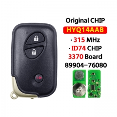 3 Button Smart Key  314.3Mhz FCCID HYQ14AAB 3370 Board 89904-76080 For Lexus CT200h 2011