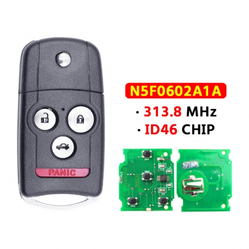 3+1 Button Flip Remote Key For Acura MDX 313.8MHZ FCC：N5F0602A1A